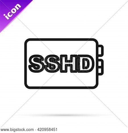 Black Line Sshd Card Icon Isolated On White Background. Solid State Drive Sign. Storage Disk Symbol.