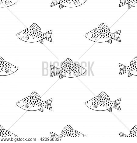 Seamless Carp Pattern. Save With The Clipping Mask.