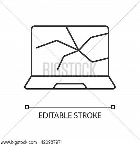 Broken Screen Linear Icon. Cracked Display. Crashed Monitor. Computer Damage. Laptop Problems. Thin 