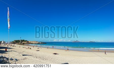 View Of Arpoador Beach In Rio De Janeiro Brazil.
