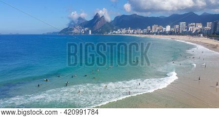 Famous Arpoador And Ipanema Beach In Rio De Janeiro Brazil.