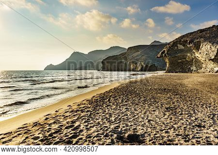 Monsul Beach. Coastal Landscape, Cabo De Gata Nijar Natural Park, Province Almeria, Andalusia, Spain