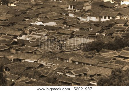 Roofs Of Ancient Houses In Old Lijiang, China, Yunnan
