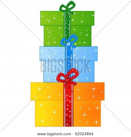 Boxes With Gifts On A White Background