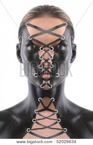 Creative Art Concept Bodypainted on a Woman as Corset 