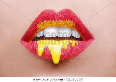 Extreme Makeup Cosmetic Creation Using Lip Color