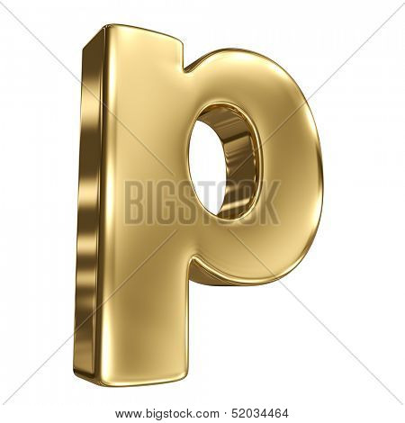Letter p from gold solid alphabet