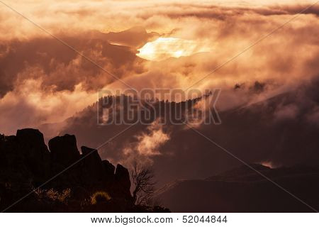 Pico Ruivo and Pico do Areeiro mountain peaks in  Madeira, Portugal