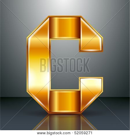 Letter metal gold ribbon - C