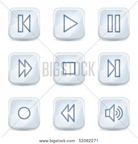 Walkman  web icons, white glossy buttons 