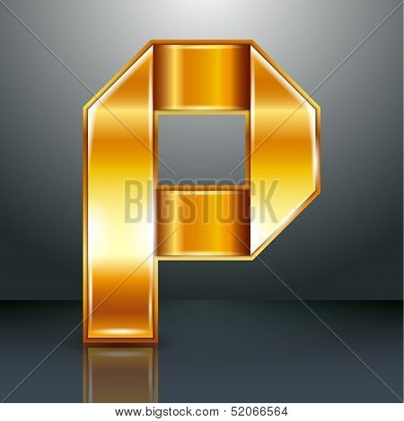Letter metal gold ribbon - P