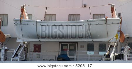Lifeboat On A Vessel. Santorini