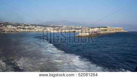 Trace From A Catamaran.rethymno. Island Of Crete