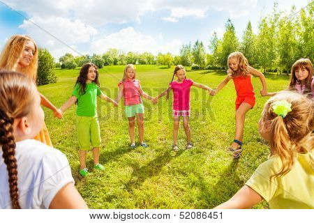 Girls Dance In The Park In Circle