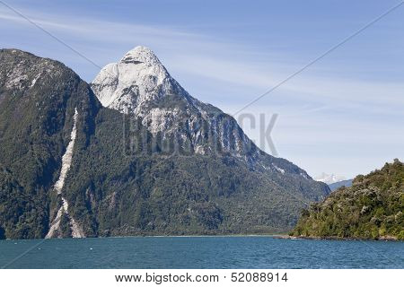 Fjord Panorama At South America Patagonia.