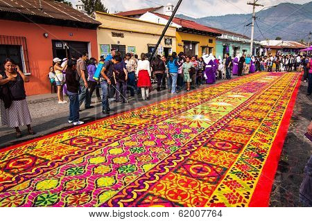 Holy Week carpet in Antigua, Guatemala