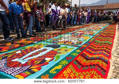 Holy Week carpet in Antigua, Guatemala