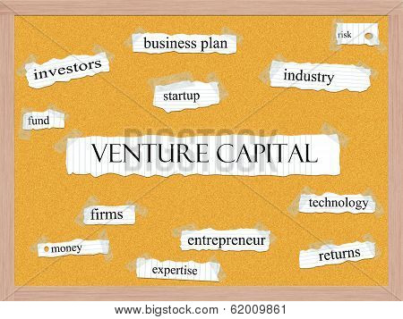 Venture Capital Corkboard Word Concept