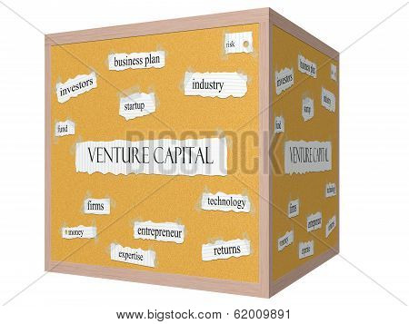 Venture Capital 3D Cube Corkboard Word Concept