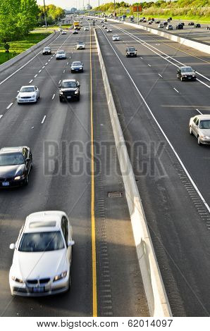 Busy multi-lane highway in a big city
