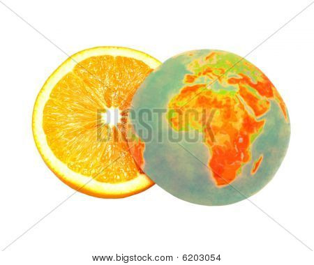 Schneiden Sie in halbe Orange.