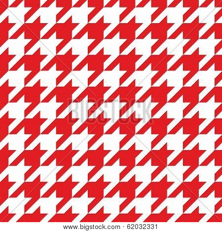 Houndstooth vector seamless white and red pattern background