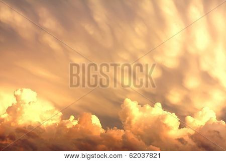 Mammatus And Cumulus Clouds After A Storm