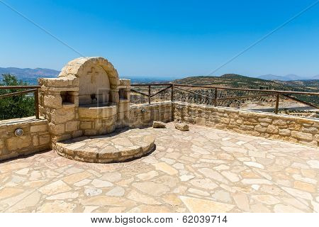 Monastery (friary) In Messara Valley At Crete Island In Greece. Messara - Is  Largest Plain In Crete