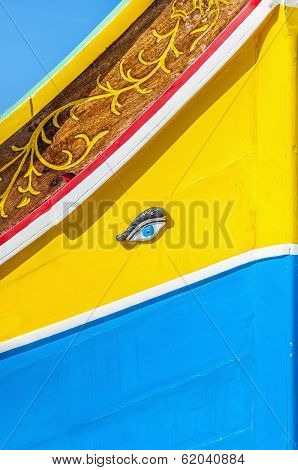 Horus Or Osiris Eye In Luzzu At Marsaxlokk, Malta