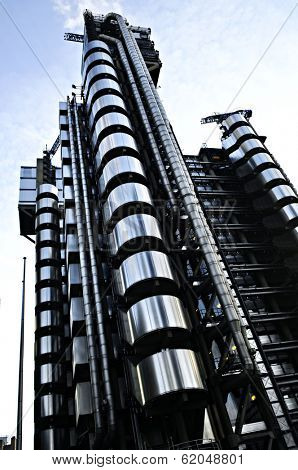 Futuristic steel Lloyd's building in London England