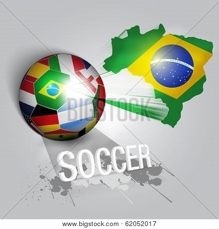 Brazil Soccer Ball With World Teams Flags
