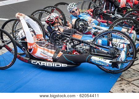 Disabled Athletes Taking Part In Stramilano Half Marathon