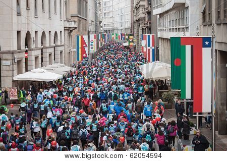 Athletes Taking Part In Stramilano Half Marathon