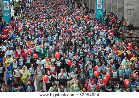 Athletes Taking Part In Stramilano Half Marathon