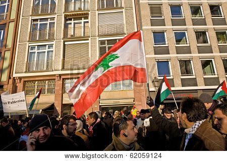 People Demonstrate Against The Bombing Of Gaza And For Freedom In Palestine And A An Own State For T