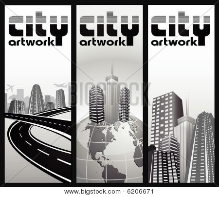 set van verticale banners