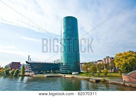 Frankfurt Westhafen Tower At River Main In The West Harbor Area