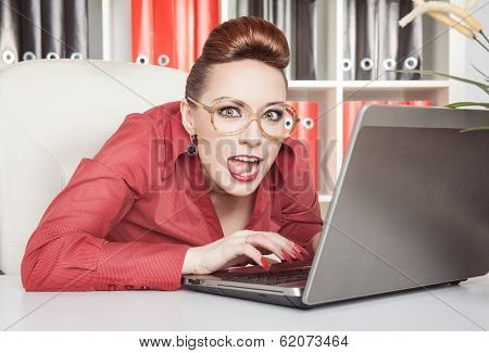 Crazy Business Woman Working