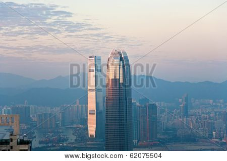 Top Of Skyscraper Ifc By Night With Panorama Of Hong Kong
