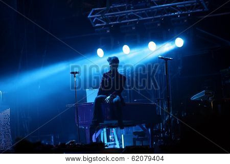 BUDAPEST, HUNGARY - AUG 9: The rock/ pop/ funk musician Prince in concert at the annual Sziget Festival in Budapest, Hungary, on Tuesday, August 9, 2011.