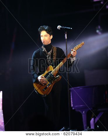 BUDAPEST, HUNGARY - AUG 9: The rock/ pop/ funk musician Prince in concert at the annual Sziget Festival in Budapest, Hungary, on Tuesday, August 9, 2011.