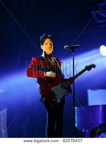 BUDAPEST, HUNGARY - AUG 9: The rock/ pop/ funk musician Prince in concert at the annual Sziget Festival in Budapest, Hungary, on Tuesday, August 9, 2011.