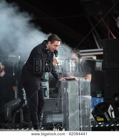 BUDAPEST, HUNGARY, AUGUST 10: The British indie pop band XX play live in concert at the annual Sziget Music Festival on August 10, 2012 in Budapest, Germany