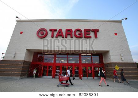 HACKENSACK - JULY 11: Shoppers walk past a Target department store in Hackensack, New Jersey on Thursday, July 11, 2013.  The Target Corporation is an American retailing company, 