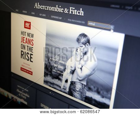 NEW YORK CITY - AUG 30, 2013: The website of American clothing retailer Abercrombie & Fitch. A&F is a leading retailer of sportswear and lifestyle clothing. 