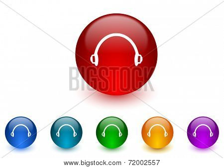 headphones internet icons colorful set