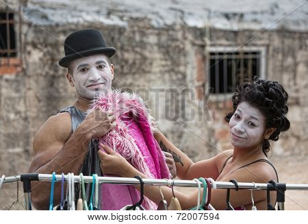 Cirque Clowns Fitting Pink Coat