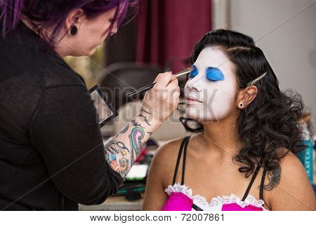 Pretty Clown Getting Eye Shadow