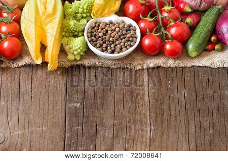 Raw Organic Roveja Beans And Vegetables