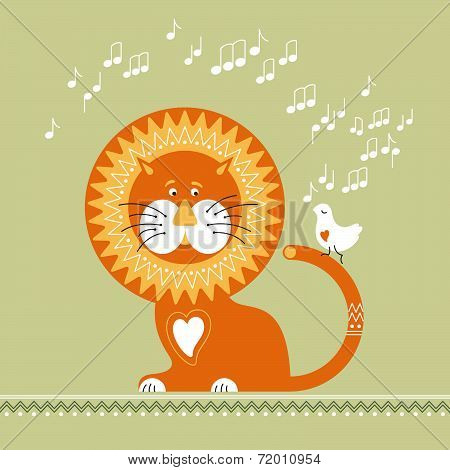 Lion listens to the singing of the White Bird
